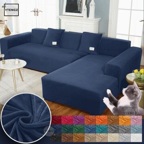 Universal Sofa Cover For Living Room Velvet Corner Couch Cover For Sofas Anti Cat Scratch Stretch Couch Slipcover