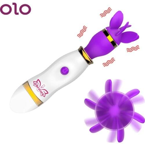 OLO Tongue Licking Vibrator Nipple Clitoris Stimulator 12 Speed AV Stick 360 Degree Rotation Female Masturbator Sex Toys