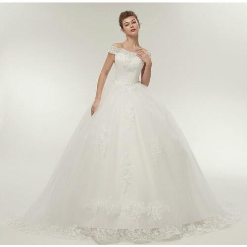 Vestidos de Noivas Vintage White Long Train Wedding Dresses 2020 Plus Size Customized Lace Ball Bridal Gowns