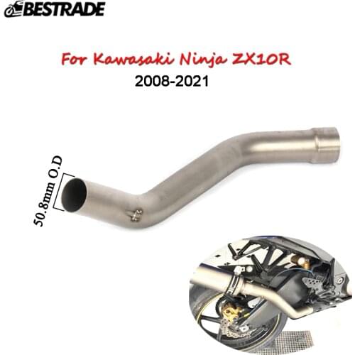 Motorcycle Exhaust Mid Tube For Kawasaki Ninja ZX10R 2008-2021 Middle Connect Link Tube Stainless Steel Slip On 51mm Muffler