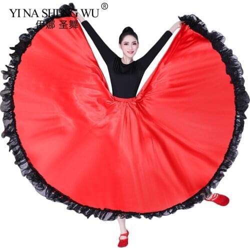 1pc Women Belly Dance Costumes Spanish Bullfighting Dance Skirt Opening Dance Big Swing Skirt Dance Performance Gypsy Skirt New