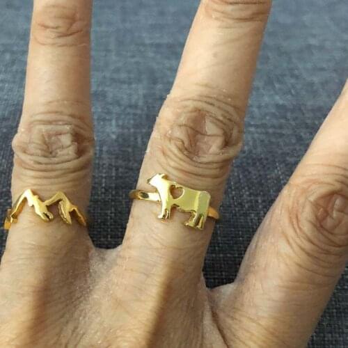 New Style Simple Heart-shaped Hollow Out Ring Personality Creative COW Ring Fashion Charm Women Daily Wear Jewelry