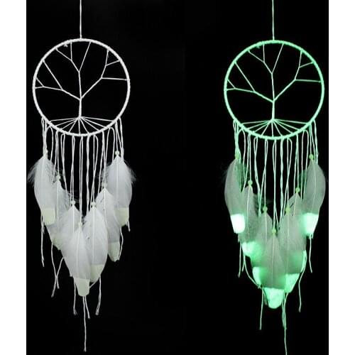 1pc Feather Dream Catcher Glow In Dark Tree of Life Dream Catcher Car Home Decoration Hanging Ornament