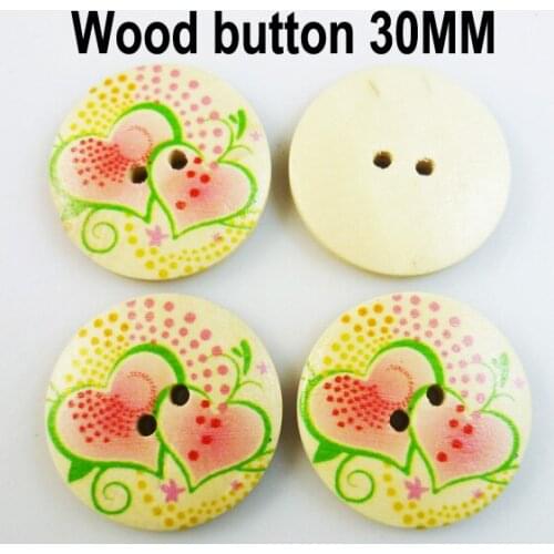 10PCS 30MM Wooden Pink Heart Buttons Fit Coat Boots Sewing Clothes Accessory MCB-234