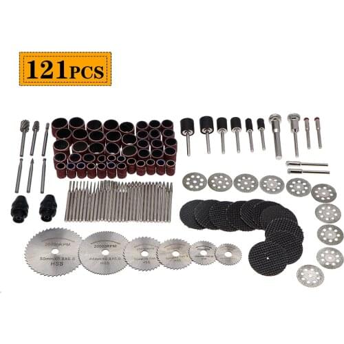 121PCS HSS Circular Cutting Wheel Sets Cut-off Wheels Emery Diamond Blades With Sanding Bands Tool Accessories For Dremel Drill