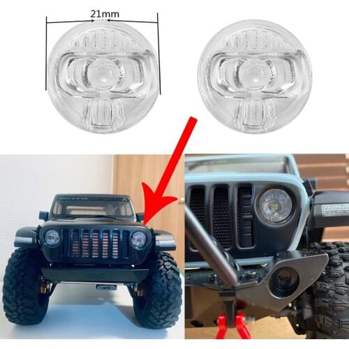 2PCS Suitable for 1/10 simulation climbing car JEEP SCX10 III AXIAL 90047 313mm Wrangler Universal headlight cover LED lamp cup