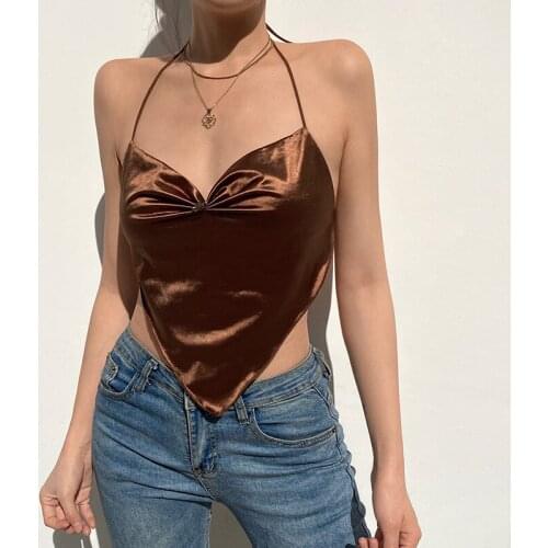 2021 Women Sexy Backless Lace Up Camisole Tops Sleeveless Bandage Slim Fit Crop Top Streetwear Club Holiday Casual Tank Top