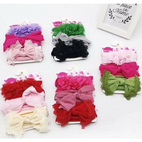 Fashion 3Pcs Baby Girls Infant Toddler Flower Bow Headband Hair Band Accessories