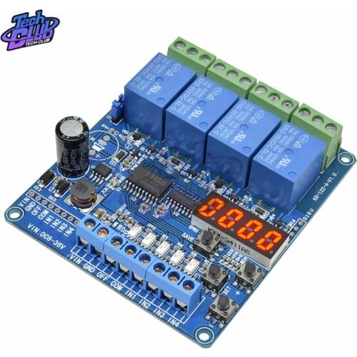 4 Channel DC 8V-36V LED Display Multi-function Relay Module Board With optocoupler Self-locking Timing Relay Module