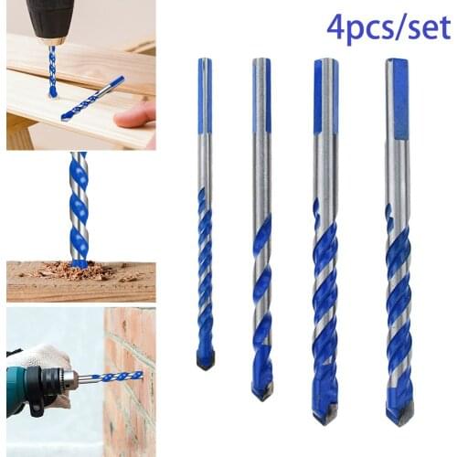4pcs 6/8/10/12mm Wall Drill Bit Kit Alloy Triangle Overlord Drill Multipurpose Tile Set Carbide Tip Wood Tools