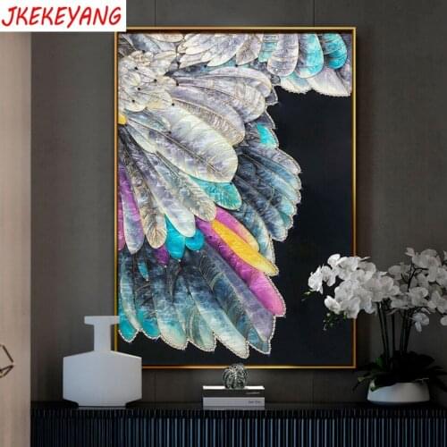 5D DIY square/round Diamond painting Colored feathers Cross Stitch Diamond Embroidery Pattern Rhinestone J3017