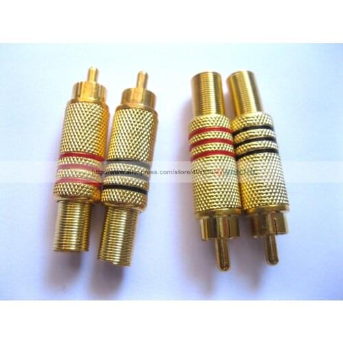 80 Pcs RCA Male Plug Gold Plated with Spring Red Black