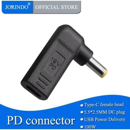 JORINDO Usb 3.1 type c female to dc 5.5*2.5mm male power adapter converter for lenovo portable,Pd100w fast charging converter