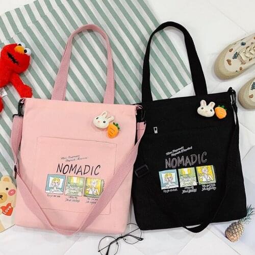 PURFAY Canvas Cute Girl Shoulder Bag Kids Cotton Tote Shopper Bag Eco Reusable Schoolbag Cloth Messenger Bag