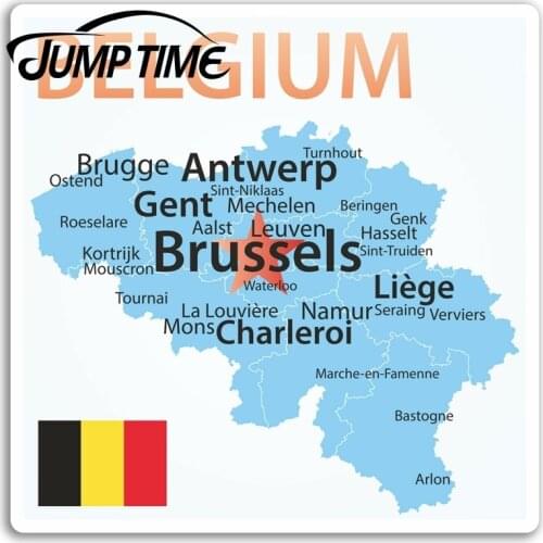 Jump Time for Belgium Map Vinyl Stickers Flag Travel Sticker Laptop Luggage Auto Bumper Motor Decal Waterproof Car Accessories