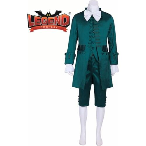 Colonial Hamilton Military cosplay Costume colonial rococo mens 18th century outfit suit green outfit Cosplay Costume