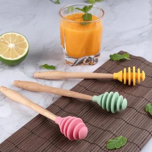 Honey Dipper Silicone Honey Sauce Stirrer Spoon Long Handle Practical Mixing Coffee Stir Bar Honey Dipper Sticks Kitchen Tools