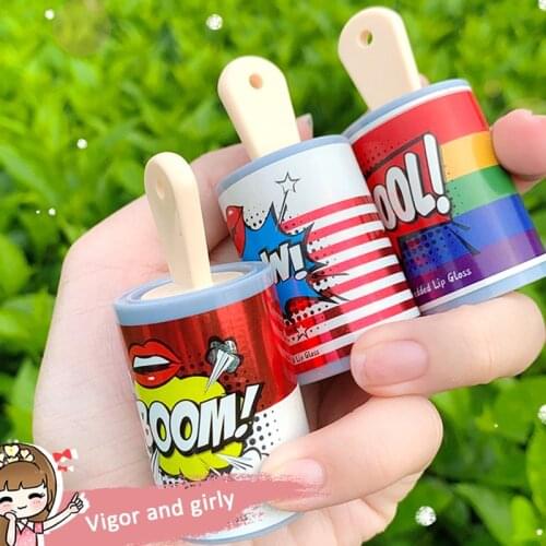 Creative Cute Paint Bucket Lip Glaze Compact Portable Liquid Lipstick Moisturizing Lip Gloss Girl Cosmetic Gift TSLM1
