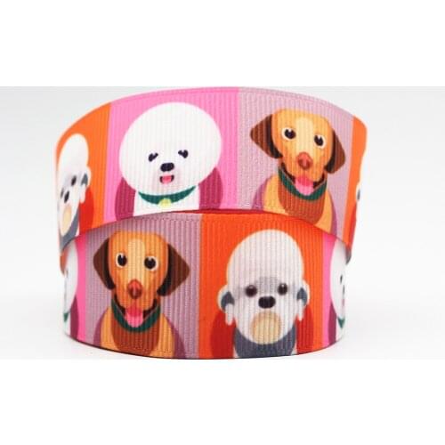 Cute Dog Printed Ribbon 16/22/25/38/75mm Grosgrain Ribbons 10 25 50 Yards Diy Bows Gift Wrapping Wedding Decoration