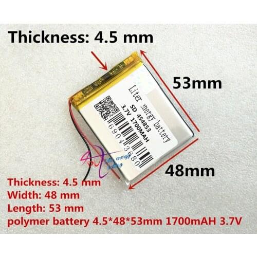 Best battery brand The navigator special battery 1700MAH 454853 3.7V lithium polymer battery tachograph shipping