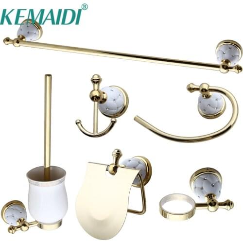 KEMAIDI Gold Bathroom Hardware Set Bathrom Shower Shelf Wall Mounted Corner Shelf Organizer 304 Stainless Steel Brushed