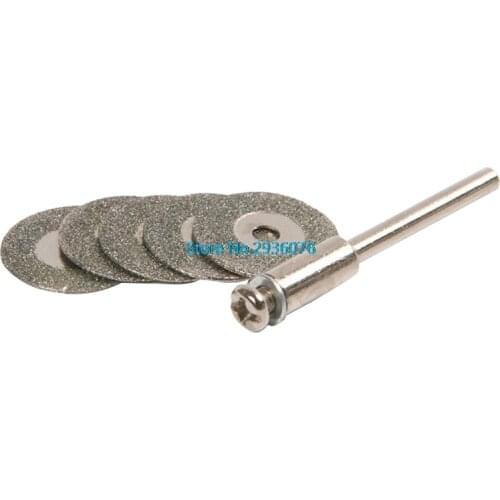 5 PCS 22mm Emery Diamond cutting blades Drill Bit+1 Mandrel for Dremel Set