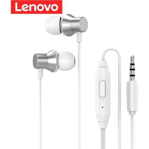 Lenovo HF130 Heavy Subwoofer Stereo Earplug In-ear Wired Earphone with Mic 3.5mm Plug Headset for xiaomi iPhone Samsung Redmi