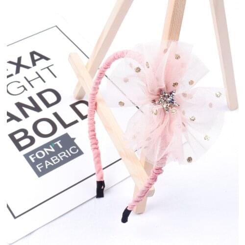 Ncmama Hair Accessories Korean Hairband for Girls Sequin Star Organza Lace Hair Hoop Headband Fashion Boutique Kids Headwear