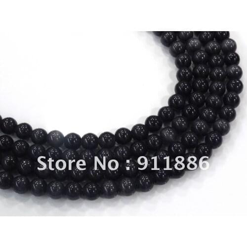 Wholesale Round Shape 500Pcs/Lot 8mm Black Color Cats Eye Glass Accessory Beads For Jewelry Making.Free Shipping