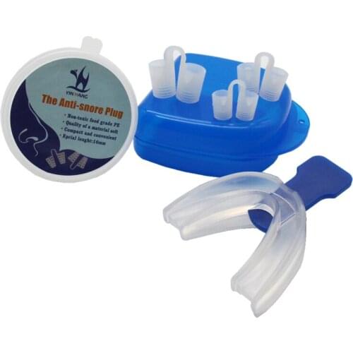 Stop Snoring Combination 3pcs Silicone Anti Snore Nose Clip Nasal And 1pcs Stop Snore Mouthguard Silicone Mouthpiece Apnea