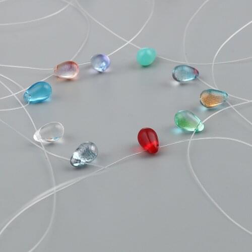 1PC Fashion Glass Colorful Drop Pendants Choker Necklace Invisible Fishing Line Chains Women Party Necklace Collar Jewelry