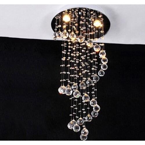 Hanging line lamp spiral restaurant chandelier double staircase lamp long chandelier LED round crystal chandelier