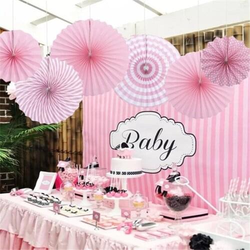 6pcs/Set 8" 12" 16" Mixed Size Purple/Green/Light Blue/Pink Set Hanging Paper Fan For Birthday Wedding Party Decoration JL65