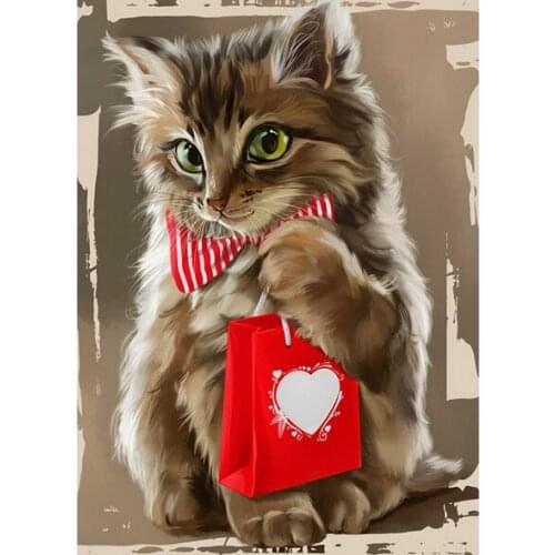 Full 5D Diy Square Diamond Painting "Cute Cartoon Cat" Full Circular Diamond Embroidery Needle Rhinestone Sticker Wall Sticker