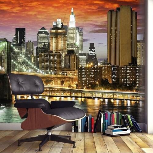 Custom Mural Wallpaper 3D City Night Landscape Fresco Living Room Bedroom Study Creative Background Wall Decor Papel De Parede
