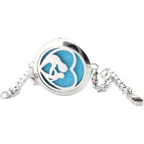Silver Jewelry Magnet mother love Aromatherapy Essential Oils Stainless Steel Perfume Diffuser Locket bracelet(length8.6")