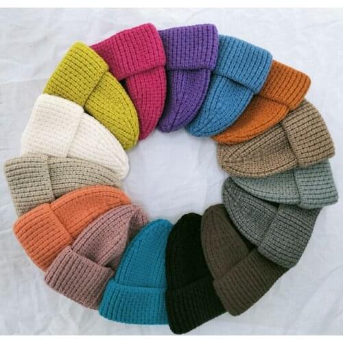 2021 Rabbit Fur Winter Hat for Women Solid Beanie Cashmere Wool Cap Female Knitted Skullies Beanies Warm Soft Knit Hat Bonnet