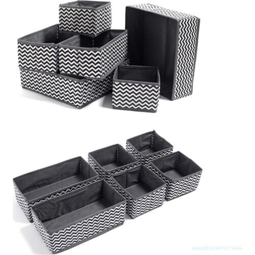 C5AD 6 Pcs Underwear Storage Boxes Foldable Cloth Shorts Bra Socks Panty Ties Organizer Drawer Dividing Case