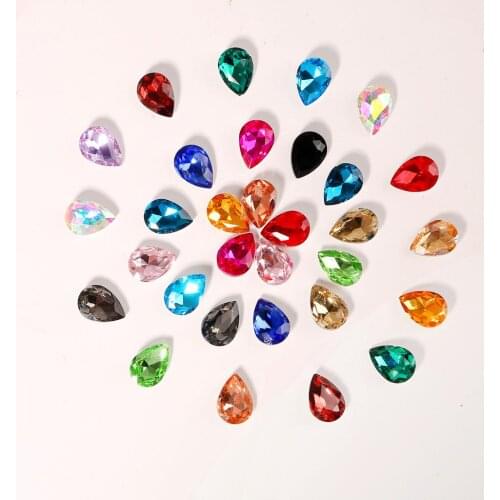 5-50pcs Multiple Sizes 20 Color Water Drop Glitter Shiny Crystal Glass Rhinestones For DIY Nail Art Clothing Wedding Decoration