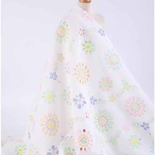 Pure cotton hollow printing embroidered light and breathable skirt width 150cm, 1 meter