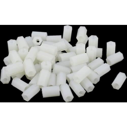 UXCELL 70Pcs M3 x 10mm Double Pass Nylon Insulated Hex Nut Hexagonal Threaded Spacer Support for PCB Boards