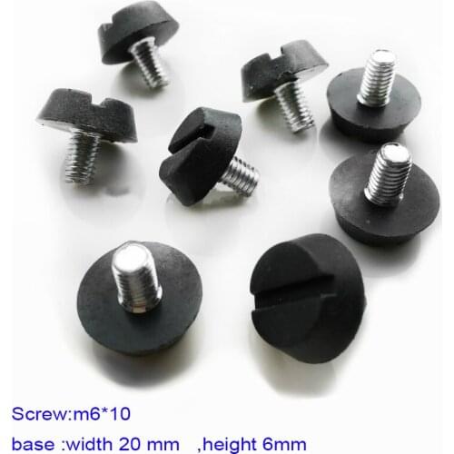 M6 *10 screw feet pad Leg Adjustable slotted Base width 20mm Screw-in Furniture Cabinet Table Levelling Glide Screw On