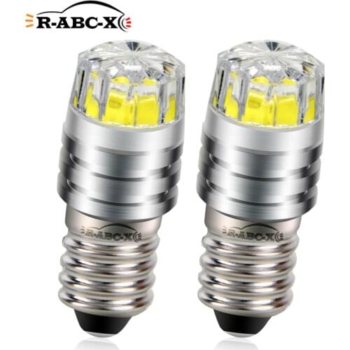 E10 Screw LED Light COB 2W 3V 6V 12V DC Motorcycle Auto Car LED Interior Light Flashlight Torch Headlamp White Warm White Yellow