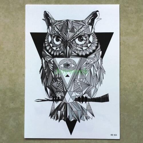Waterproof Temporary Tattoo Sticker large size geometric owl tatto stickers flash tatoo fake tattoos for women men
