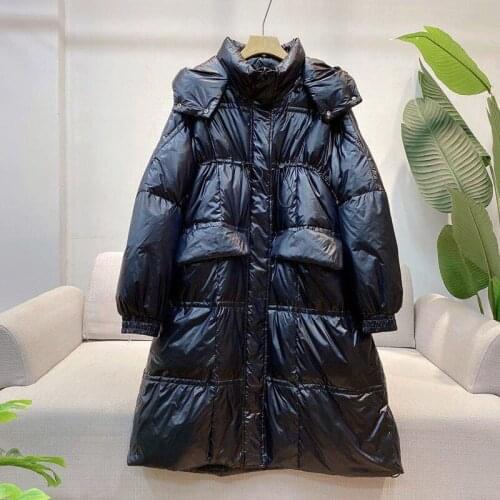 2021 New Fashion Long Winter Coat Women Hooded White Duck Down Parka Ladies New Warm Winter Jacket Women Loose Coat