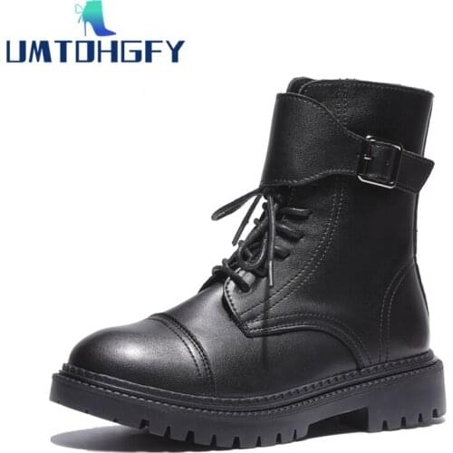 REVT Women Short Ankle Martin Boots Genuine Leather Winter Lady Military Martens Boots Wool Warm Hot Sale Martin Boots For Girls