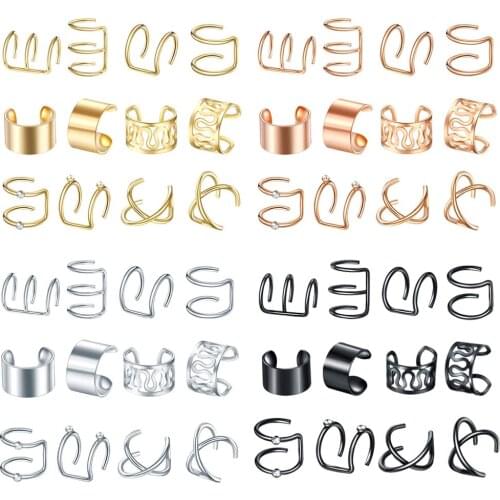 12pcs Stainless Steel Fashion Modern Ear Cuff Non-Piercing Jewelry Women