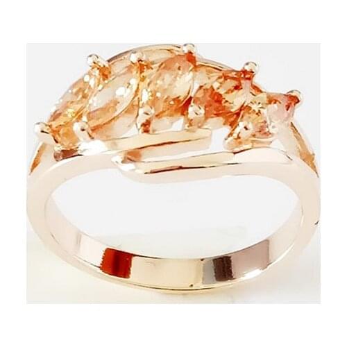 Women Jewelry Rings Trendy Rose Gold Color Jewellery Flower Shape Champagne Zircon Trendy Women Wedding Rings