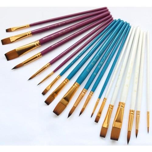 6pcs/set Nylon Brush Set Gold-plated Aluminum Tube Oil Brush