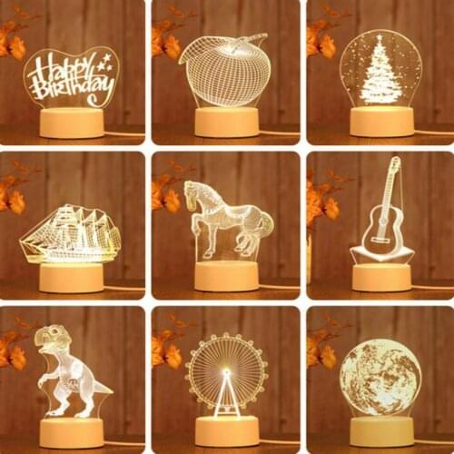 Acrylic Night Lamp Cartoon Love Creative Gift Desk LampChildrens room decoration 3D Table Lamps For Living Room